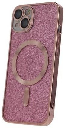 Forever Silikónové TPU puzdro Mag Glitter Chrome pre iPhone 14 ružové (TPUAPIP14MGCTFOPI)